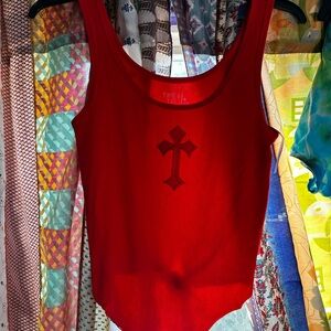 Red Tank Top with Cross Design